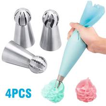 Saco de confeitar cobertura de silicone 4 familiar saco de confeitar + 3 bico de aço inoxidável conjunto de pontas de decoração de bolo diy molde de biscoito creme 2024 - compre barato