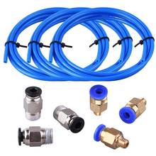 Tubo de PTFE azul, 1,5 metros, con 3 piezas de accesorios de Pc4-M6 y 3 piezas de Pc4-M10, macho, neumático recto 2024 - compra barato