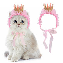 1pc animal de estimação chapéu coroa bandana decorativa bonito rendas gato headwear chapéu para gatinho filhotes gato traje do cão acessórios para animais de estimação fornecimento 2024 - compre barato