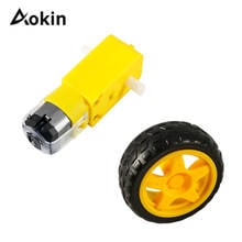 Aokin TT Motor 130motor con la rueda 2 uds TT motor 2 uds 65mm rueda de coche inteligente Robot de Motor para Arduino DC 3V-6V DC engranaje Motor 2024 - compra barato