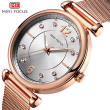 MINI FOCUS Women Watches Top Brand Luxury 2020 Rose Golden Mesh Strap Rhinestone Decoration Fashion Elegant Ladies Analog Clock 2024 - buy cheap