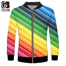 OGKB Man Jacket Long Sleeve Funny  3D Jacket Printed Color Streak All Over Streetwear Plus Size 6XL Clothes Man Autumn coat 2024 - buy cheap