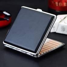 New Hot Faux Leather Metal Frame Black Cigarette Storage Case Box Container for Lighter 40P 2024 - buy cheap