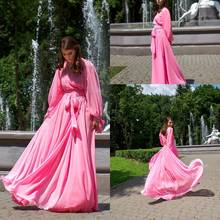 Pink Bridal Gowns Flooe Length Prom Party Dress Women Robe Wedding Dresses Belt Silk Nightgown Sleepwear 2024 - buy cheap