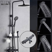 Thermostatic Shower Faucets Set Black Wall Mounted Rain Shower Faucet With Storage Shelf  Bath Mixer Tap Hot Cold  EL3905 2024 - buy cheap