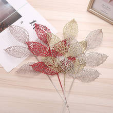5pcs Leaf Flower Christmas Tree Decoration Glitter Leaves Christmas Decoration Flower Party Wedding Supplies New Year Gifts 2024 - buy cheap