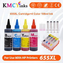 KMCYinks 655 Refillable ink cartridge for hp deskjet 3525 5525 4615 4625 4525 6525 6625 + Dey ink bottle 4 color Universal 400ml 2024 - buy cheap