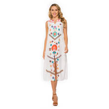 Women Summer Long Dress Floral Print Boho Dress Sleeveless Slit Plus Size 5XL Beach Vestido Cotton Dress V Neck Casual Dresses 2024 - buy cheap