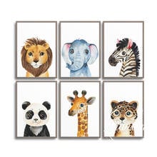 Leão dos desenhos animados girafa animais poster wallcanvas pintura quarto das crianças cartaz de pintura decorativa sala de estar imagem impressão 2024 - compre barato