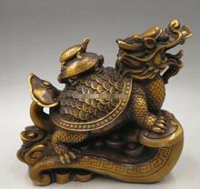 8'' copper sculpture home fengshui decor auspicious beast wealth dragon turtle 2024 - buy cheap