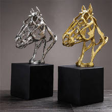 Creative Home Golden/Silver Horse Head Decor Abstract Metal Horse Decor Figurine Decorative Metal Statue Best Xmas Gift 2024 - buy cheap
