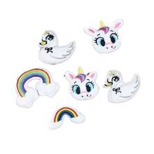 5Pcs/lot Cartoon Plush Accessories Embroidered Three-dimensional Rainbow Little Swan Appliques DIY Handmade Patch 2024 - buy cheap