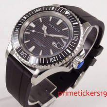 Automatic movement  41mm PARNIS black dial sapphire glass date rubber strap luminous marksmen's watch 2024 - buy cheap