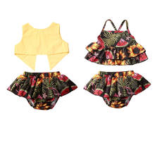 0-24M 2pcs Infant Baby Girls Clothes Sets Sunflowers Print Sleeveless Vest Top+Shorts Summer Outfits 2024 - buy cheap