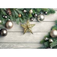 Виниловые фоны для фотосъемки с рождественскими шариками звездой сосной деревянной доской для детской фотостудии 2024 - купить недорого