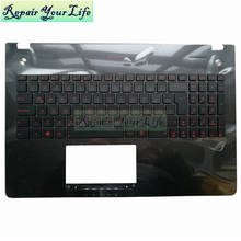 Клавиатура для ноутбука ASUS N56 N56JK LA Latin sp черные красные клавиши с подсветкой topcase palmrest 0KNB0-6628LA00 90NB06D5-R31LA0 2024 - купить недорого