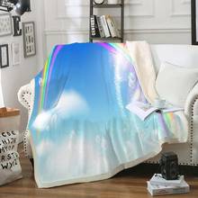 Rainbow Blanket Butterfly Throw Blanket BLue Blanket Soft Sherpa Fleece Blanket Bed Couch Cozy Blanket for Kids Teens 2024 - buy cheap