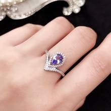 Ladies new natural tanzanite ring 925 silver simple atmosphere fashion trend ring 2024 - buy cheap