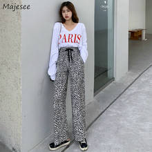 Calças femininas retrô, elegantes, largas, com estampa de leopardo 2024 - compre barato
