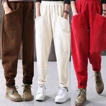 Vintage Style Corduroy Women Elastic Waist Casual Loose Harem Pants Long Trousers Harem Pants Long Trousers 2024 - buy cheap
