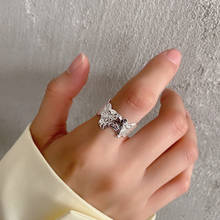 SHANICE-Anillo de dedo abierto geométrico para mujeres y hombres, joyería fina hecha a mano, con pliegue de superficie de Plata Irregular esterlina 925, regalo 2024 - compra barato