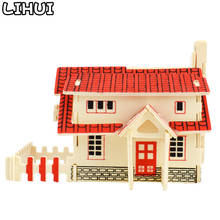 Western Style Cottage 3D Wooden Puzzle Jigsaw Toys for Children DIY House Building Model Kit Wood Toy Assembled Puzzles for Kids 2024 - buy cheap