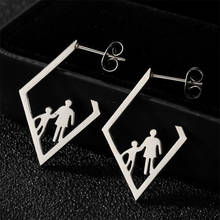 Stainless Steel Figure Piercing Earrings Jewelry Unique Father Mother Children Baby Earring for Women Mum Best Mother's Day Gift 2024 - buy cheap