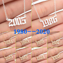 Collares con número de año 1980-2020, de acero inoxidable, Color dorado, colgante de año de nacimiento personalizado, amigos, joyería, regalos al por mayor 2024 - compra barato