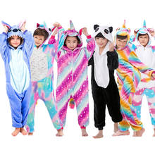 Детские пижамы кигуруми с единорогом для мальчиков и девочек; фланелевые детские пижамы; комплект одежды для сна с животными; зимние комбинезоны с единорогом; Пижама 2024 - купить недорого