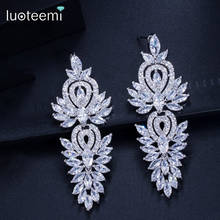 LUOTEEMI Fashion Wedding Long Drop Earring for Bridal Cubic Zirconia Women Party Accessories boucle oreille femme Christmas Gift 2024 - buy cheap