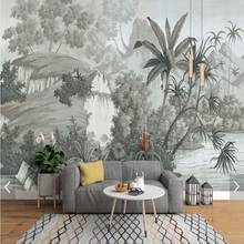 De hojas de plátano Tropical Mural de la pared de blanco y negro papel de pared con paisaje para sala de estudio foto de habitación papel pintado murales 2024 - compra barato