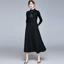 ZUOMAN Women Winter Elegant Wool Blends Dress Festa High Quality Long Vintage Party Robe Femme A-Line Designer Black Vestidos 2024 - buy cheap