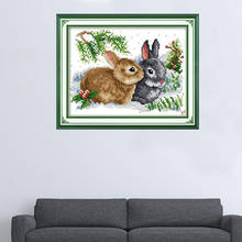 Creative Cross Stitch Embroidery Kits Rabbit Animal Cotton Thread Painting DIY Needlework New Year Home Hanging Decor 2024 - buy cheap