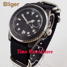 Bliger 40mm GMT 3804 PVD case Automatic men's watch black strile dial Luminous sapphire glass ceramic bezel waterproof 2024 - buy cheap