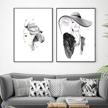 Black White Poster Fashion Canvas Painting Art Print painting in water colours Woman Wall Picture For Living Home Room Decor 2024 - buy cheap