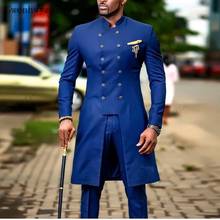 Gwenhwyfar-traje azul real para hombre, traje de boda ajustado (chaqueta + pantalones), esmoquin para novio, ropa de boda india, Blazer informal para hombre 2024 - compra barato