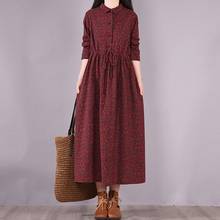 Women Cotton Linen Casual Dress New Arrival 2021 Spring Vintage Style Peter Pan Collar Loose Ladies A-line Long Dresses S3677 2024 - buy cheap