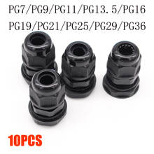10pcs IP68 PG7 for 3-6.5mm PG9 PG11 PG13.5 PG16 PG19 Wire Cable CE Black Waterproof Nylon Plastic Cable Gland Connector 2024 - купить недорого