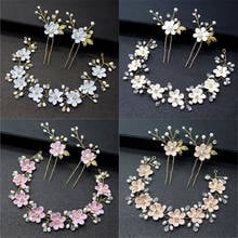 New Blue Peach Purple White Wedding Hair Accessories Bride Pearl Head Band Gold Head Band Bride Flower Hair Accessories Princess 2024 - buy cheap