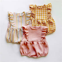 Roupas de verão para meninas, macacão de algodão para bebês recém-nascidos, cores sólidas, para 0-24 meses 2024 - compre barato