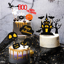 Halloween Cake Card Black Castle Bat Flag Pumpkin Witch Party  Decoration 2024 - buy cheap