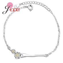 New Fashion Vintage 100% 925 Sterling Silver Shiny Crystal Branch Plum Flower Charm Bracelet Ladies Bracelet Women Jewelry 2024 - buy cheap