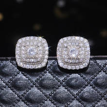 Fine Silver color Earrring Micro Pave AAAAA Cz Engagement Wedding Stud Earrings for women Bridal Luxury Party Jewelry 2024 - buy cheap