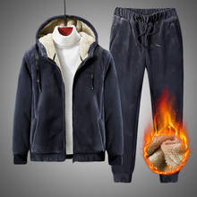Winter Cashmere Suit Men Tracksuit Fleece Warm Hoodie+Pants Clothing Warm Winter Casual Men Set Plus Size Velvet 2 Pieces Set 2024 - buy cheap