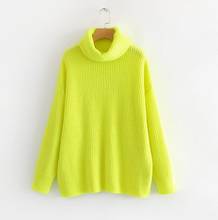 Bella philosophy-Jersey de cuello alto para mujer, Top informal liso, suéter tejido de Color fluorescente 2024 - compra barato