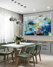 Bright Color Brush Strokes Handmade Oil Painting Large Canvas Wall Art Colorful Modern Contemporary Art Abstract Artwork Blue 2024 - купить недорого