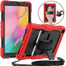 Case for Samsung Tab A 10.1 T510 SM-T510 SM-T515 2019 Rotating Hand Strap Kickstand Silicone+PC Tablet Cover + Shoulder Strap 2024 - buy cheap