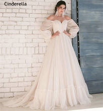 Cinderela-vestido de noiva elegante., manga longa, frente e verso, chiffon, com renda, para casamento. 2024 - compre barato