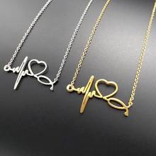 New Trendy ECG Heart Shape Pendant Necklace Women's Fashion Metal Titanium Steel Jewelry Clavicle Chain Accessories Party Gift 2024 - buy cheap