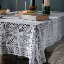 American Knitted White Crochet Tablecloth Hollowed Cotton Table Cloth for Wedding Party Coffee Tea Tables Decoration Tablecloth 2024 - buy cheap